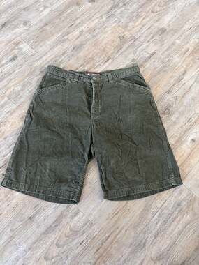 Vintage 90s Old Navy Baggy Carpenter Corduroy Shorts Olive Green W36